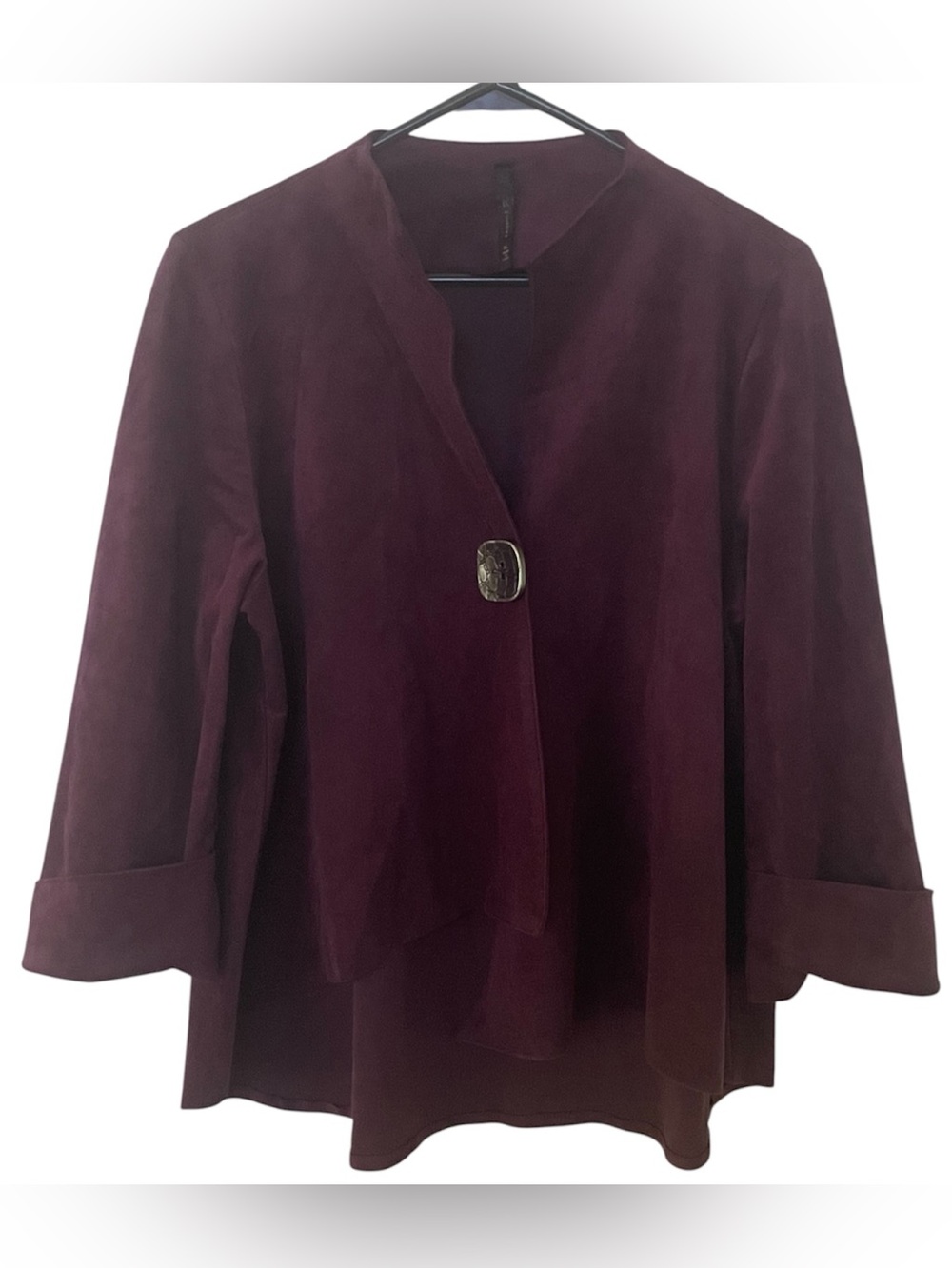 IC Collection Faux Suede Burgundy Jacket XL Artsy Lagenlook Blazer Coat Cardigan